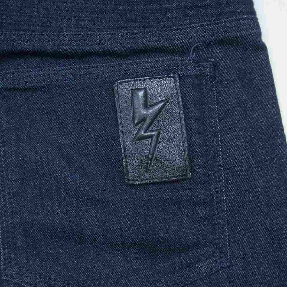 NEIL BARRETT ニールバレット PBDE169 E804T 国内正規品 サンダーボルトパッチ ライダース ハーフ デニムパンツ ショーツ インディゴブルー系 30【中古】