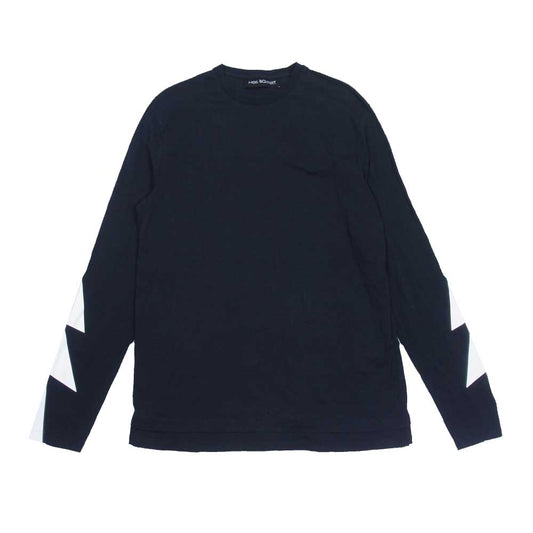 NEIL BARRETT ニールバレット PBJT186S E518S 国内正規品 BOLT T-SHIRT サンダーボルト プリント レイヤードヘム 長袖 Tシャツ カットソー ブラック系 S【中古】
