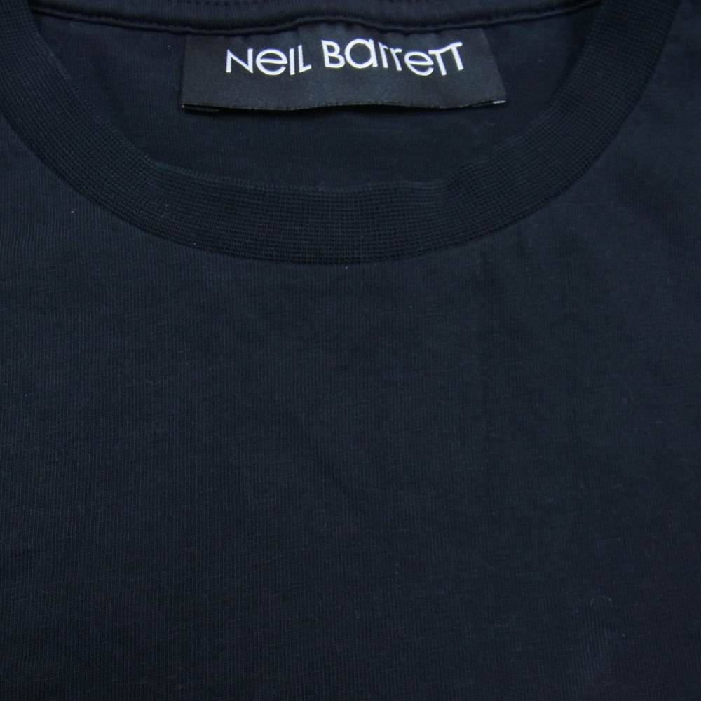 NEIL BARRETT ニールバレット PBJT186S E518S 国内正規品 BOLT T-SHIRT サンダーボルト プリント レイヤードヘム 長袖 Tシャツ カットソー ブラック系 S【中古】