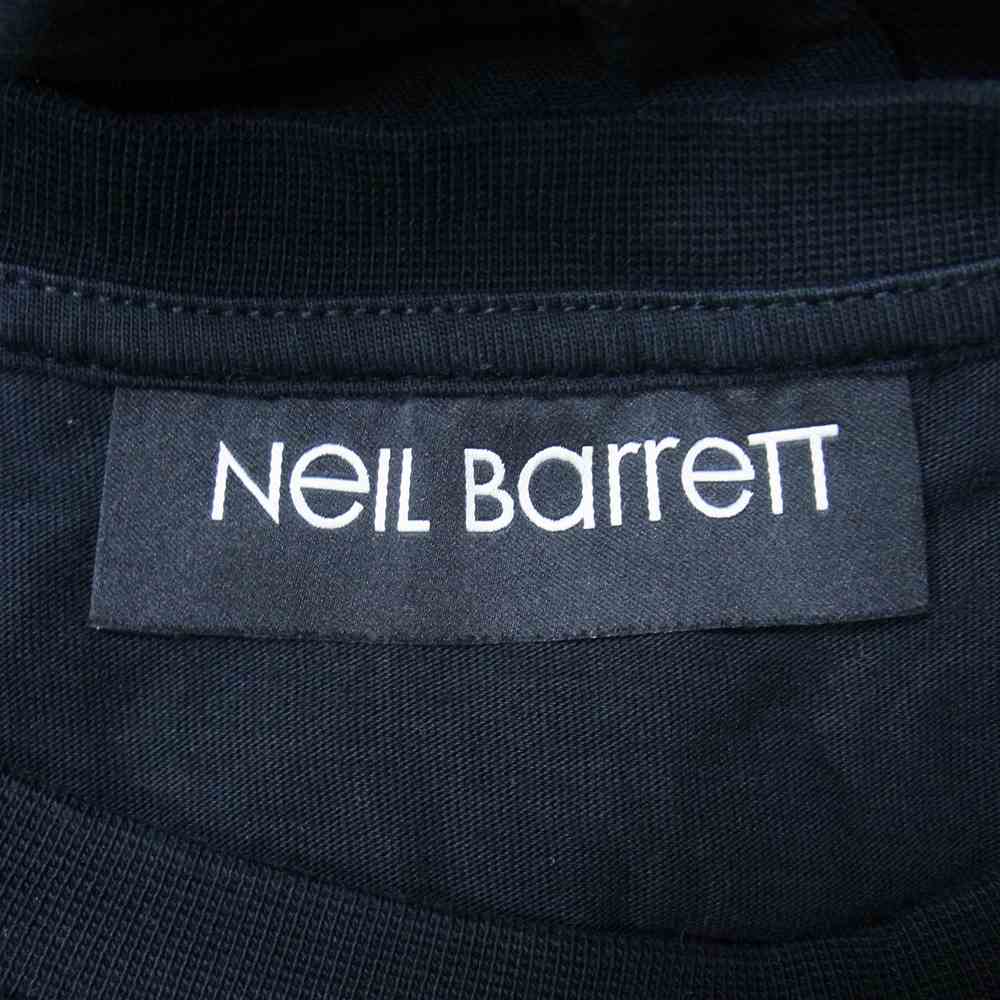 NEIL BARRETT ニールバレット PBJT186S E518S 国内正規品 BOLT T-SHIRT サンダーボルト プリント レイヤードヘム 長袖 Tシャツ カットソー ブラック系 S【中古】