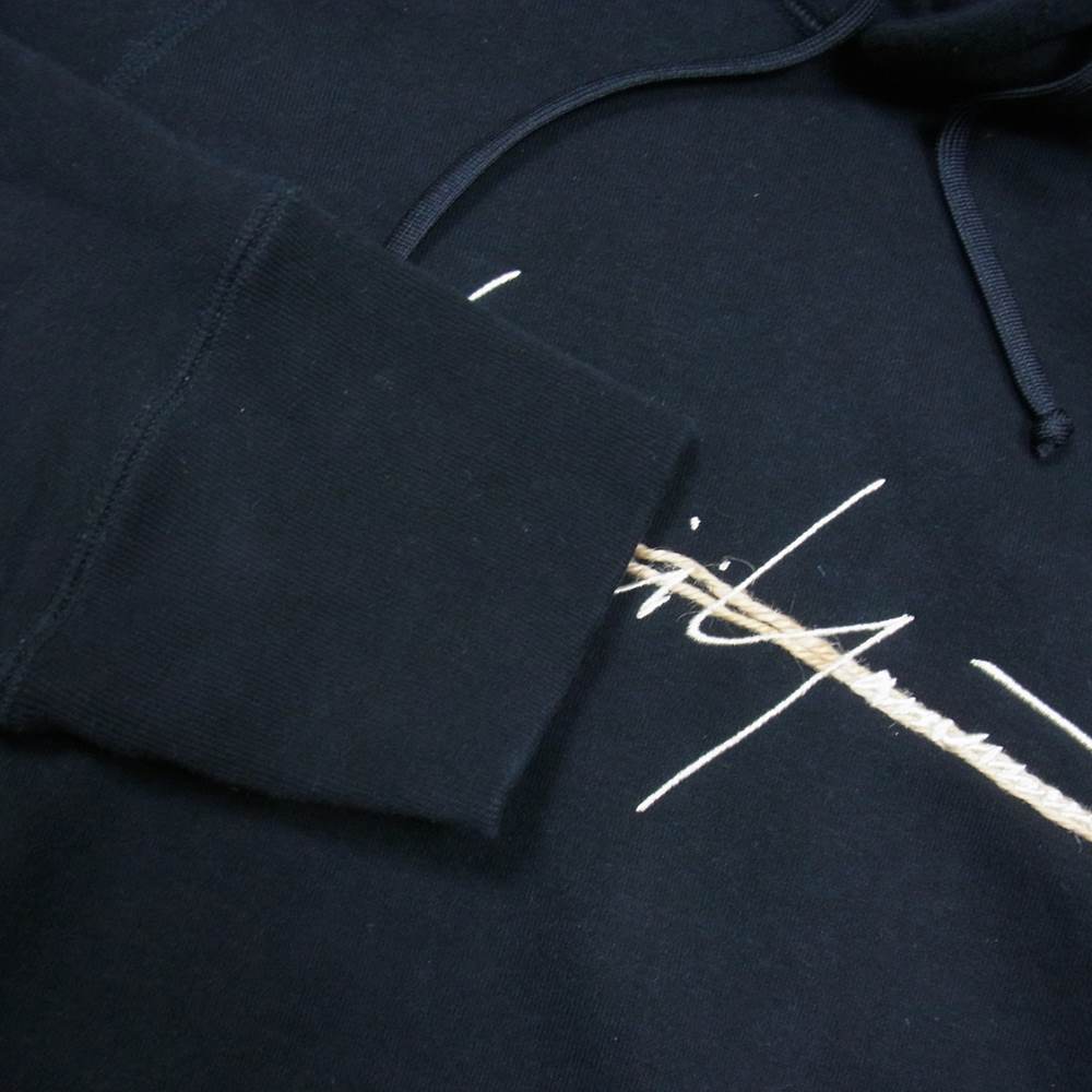 Yohji Yamamoto ヨウジヤマモト 17SS FD-T29-068 麻紐 ロゴ刺繍 パーカー フーディー ブラック系 2【中古】