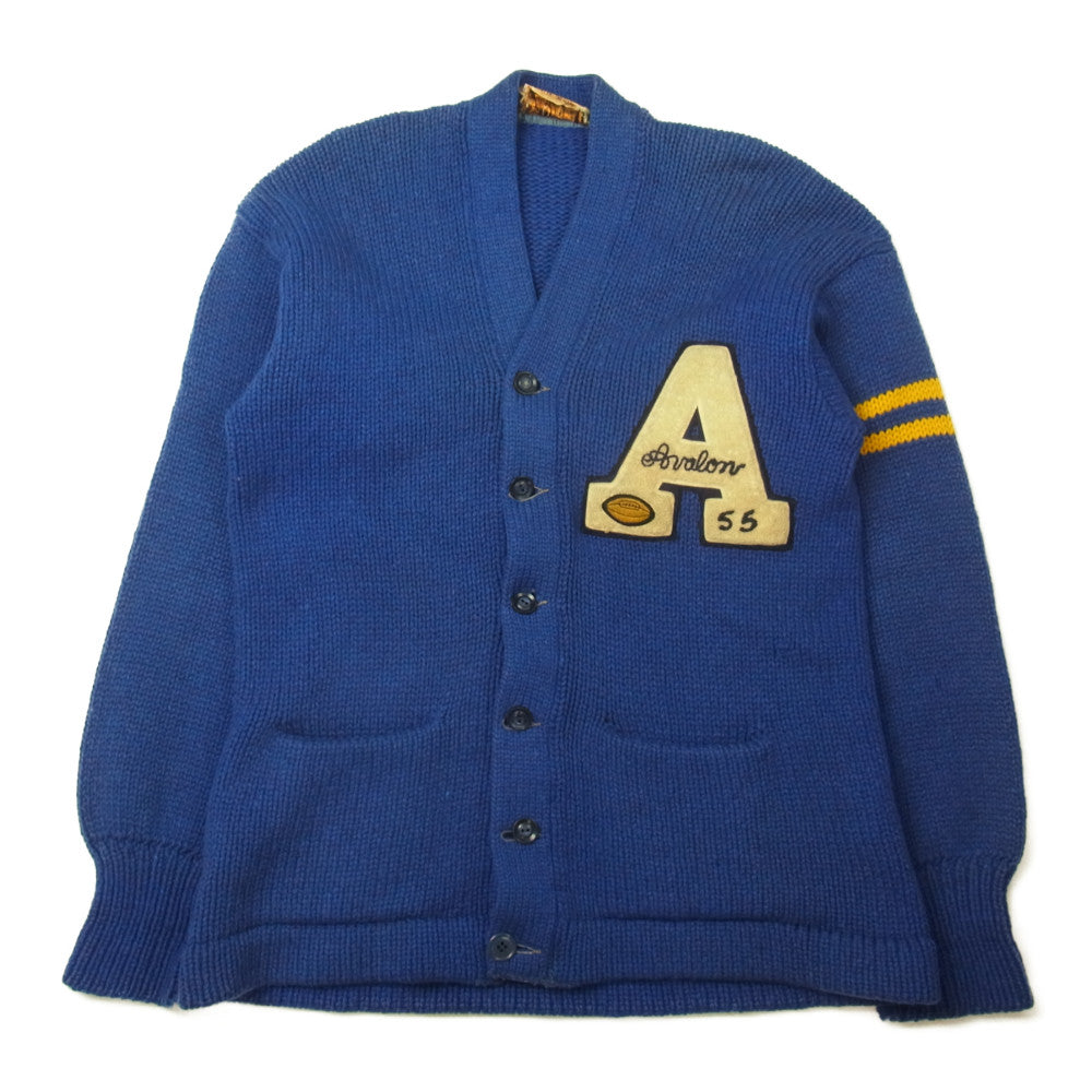 プリンストン A レターパッチ ローゲージ レタード カーディガン ブルー系【中古】