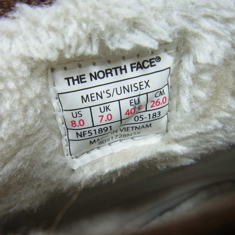 THE NORTH FACE ノースフェイス NF51891 WINTER CAMP BOOTIE Ⅲ SHORT ウィンター キャンプ ブーティー ショート ボア ムートン ブーツ ブラウン系 US8【中古】