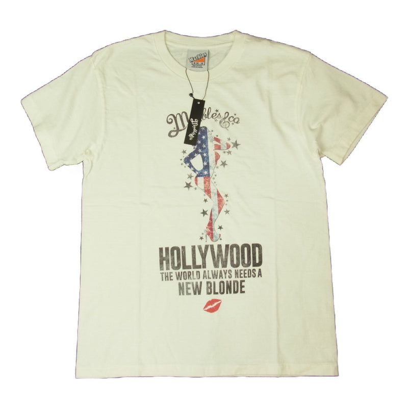 マーブルズ HOLLYWOOD ガール プリント Tシャツ ホワイト系 M【美品】【中古】