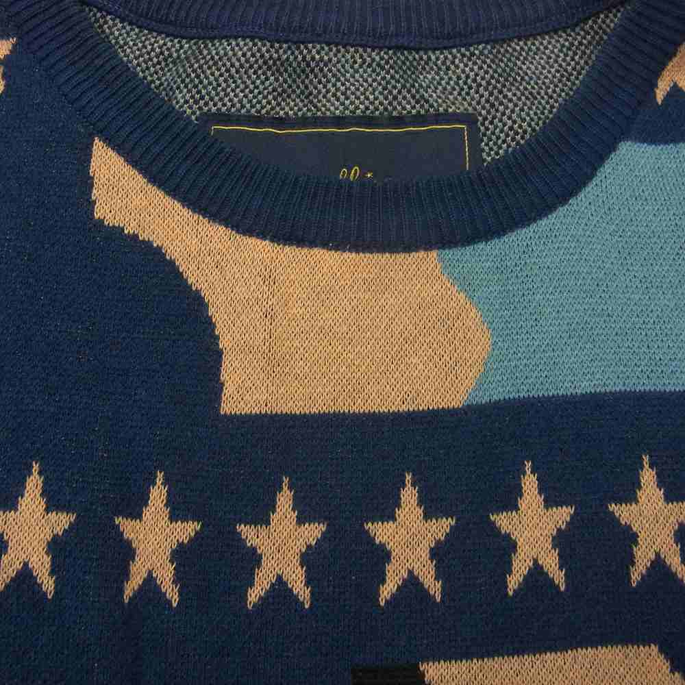 MARBLES マーブルズ 16ss MKN-S1603 Double Jaquard Star Border Camouflage Knit ダブル ジャガード スター ボーダー ニット ネイビー系 S【中古】