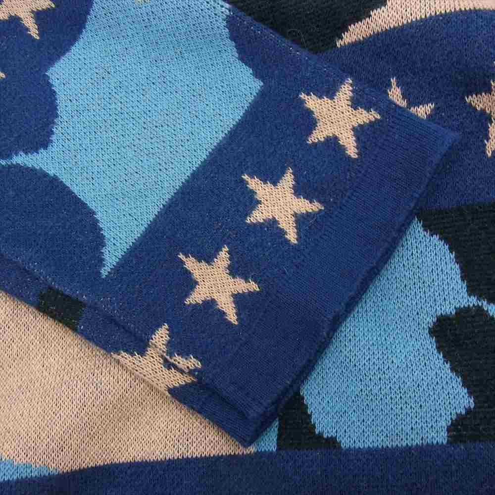 MARBLES マーブルズ 16ss MKN-S1603 Double Jaquard Star Border Camouflage Knit ダブル ジャガード スター ボーダー ニット ネイビー系 S【中古】