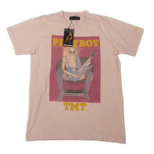 TMT ティーエムティー TCS-F14PB02 × PLAYBOY プレイボーイ ギター ガール プリント Tシャツ ピンク系 S【新古品】【未使用】【中古】