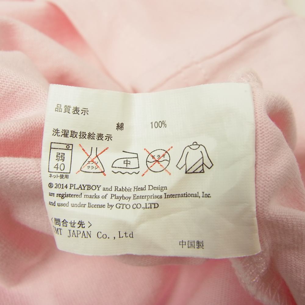 TMT ティーエムティー TCS-F14PB02 × PLAYBOY プレイボーイ ギター ガール プリント Tシャツ ピンク系 S【新古品】【未使用】【中古】