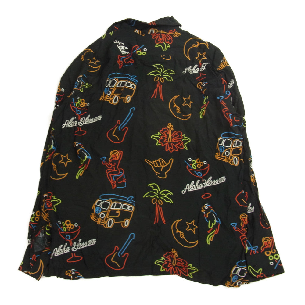 アロハブロッサム NEON ネオン 総柄 長袖 レーヨン アロハ シャツ