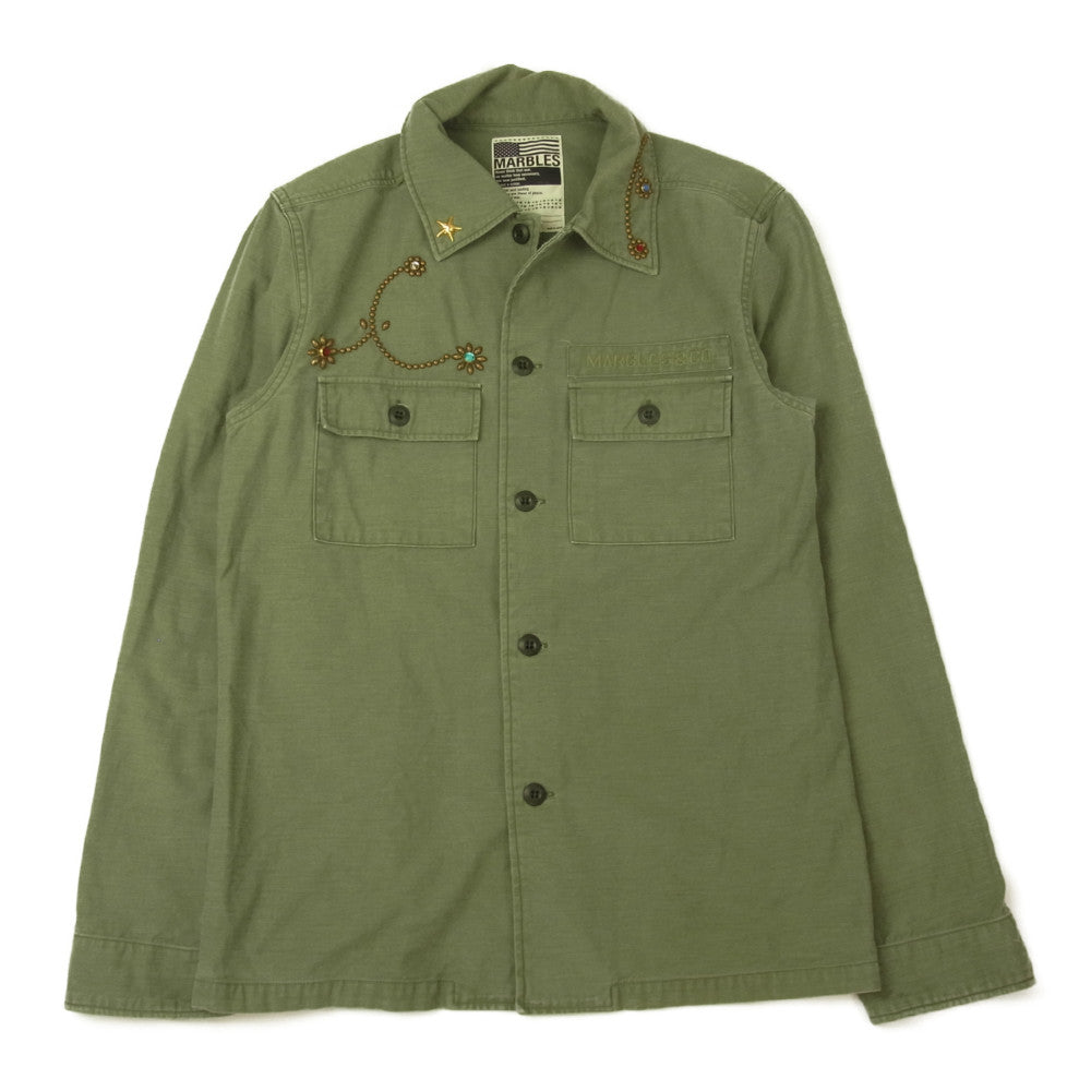 MARBLES マーブルズ 17ss MSH-S17SP02 FATIGUE SHIRTS スタッズ ファティーグ ミリタリー シャツ ジャケット カーキ系 M【中古】
