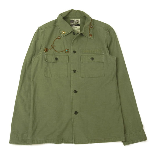 MARBLES マーブルズ 17ss MSH-S17SP02 FATIGUE SHIRTS スタッズ ファティーグ ミリタリー シャツ ジャケット カーキ系 M【中古】