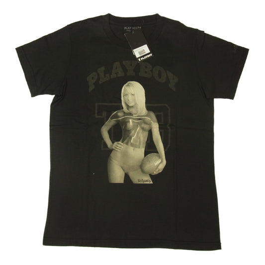 TMT ティーエムティー TCS-F15PB03 ×PLAYBOY プレイボーイ アメフト ガール プリント Tシャツ ブラック系 M【新古品】【未使用】【中古】