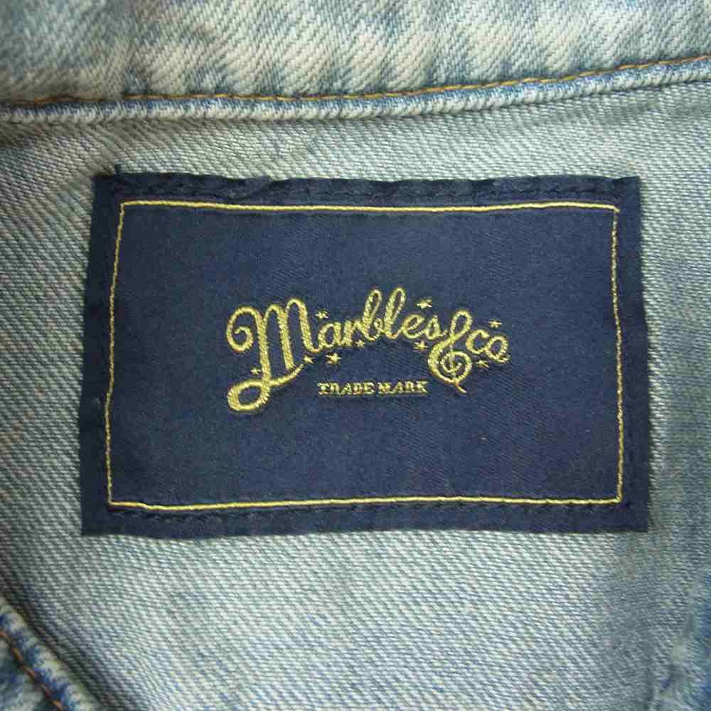 MARBLES マーブルズ MSH-S17BB01 × BETTY BOOP REAL VINTAGE DENIM SHIRT ベティ ブープ USED 加工 デニム 長袖 シャツ インディゴブルー系 S【美品】【中古】