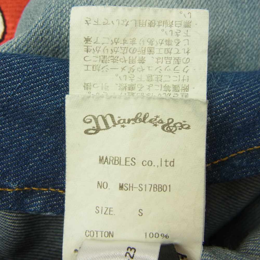 MARBLES マーブルズ MSH-S17BB01 × BETTY BOOP REAL VINTAGE DENIM SHIRT ベティ ブープ USED 加工 デニム 長袖 シャツ インディゴブルー系 S【美品】【中古】
