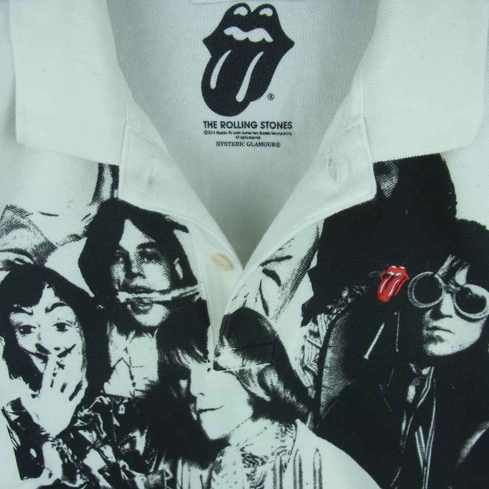 HYSTERIC GLAMOUR ヒステリックグラマー 0242CH01 ROLLING STONES ローリングストーンズ PORTRAIT OF THE STONES ポートレートオブザストーンズ ポロシャツ ホワイト系 S【中古】