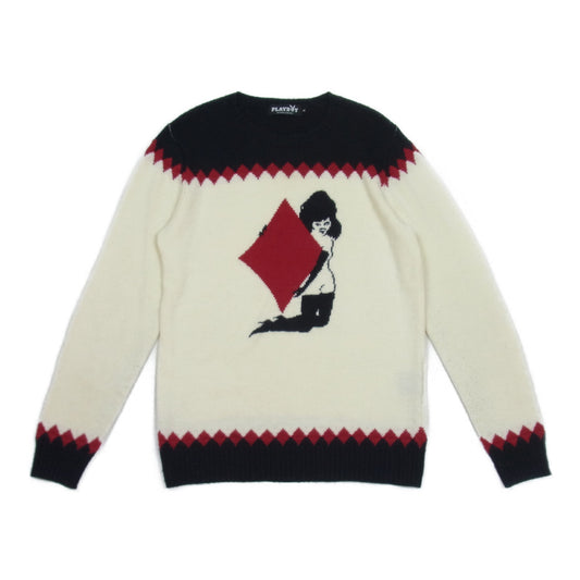 HYSTERIC GLAMOUR ヒステリックグラマー 1243NS01 PLAY BOY プレイボーイ アンゴラ混 クルーネック ニット オフホワイト系 M【中古】
