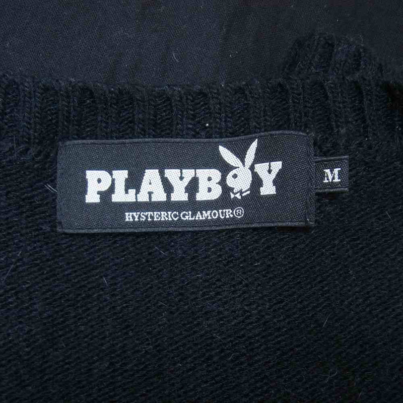 HYSTERIC GLAMOUR ヒステリックグラマー 1243NS01 PLAY BOY プレイボーイ アンゴラ混 クルーネック ニット オフホワイト系 M【中古】