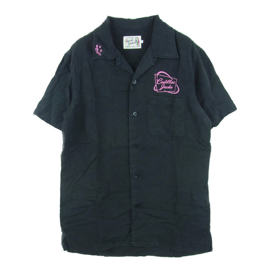 HYSTERIC GLAMOUR ヒステリックグラマー 野口強 16SS 0261AH15 Cadillac Jacks 刺繍 ボーリング レーヨン オープンカラー 半袖 シャツ ブラック系 S【中古】