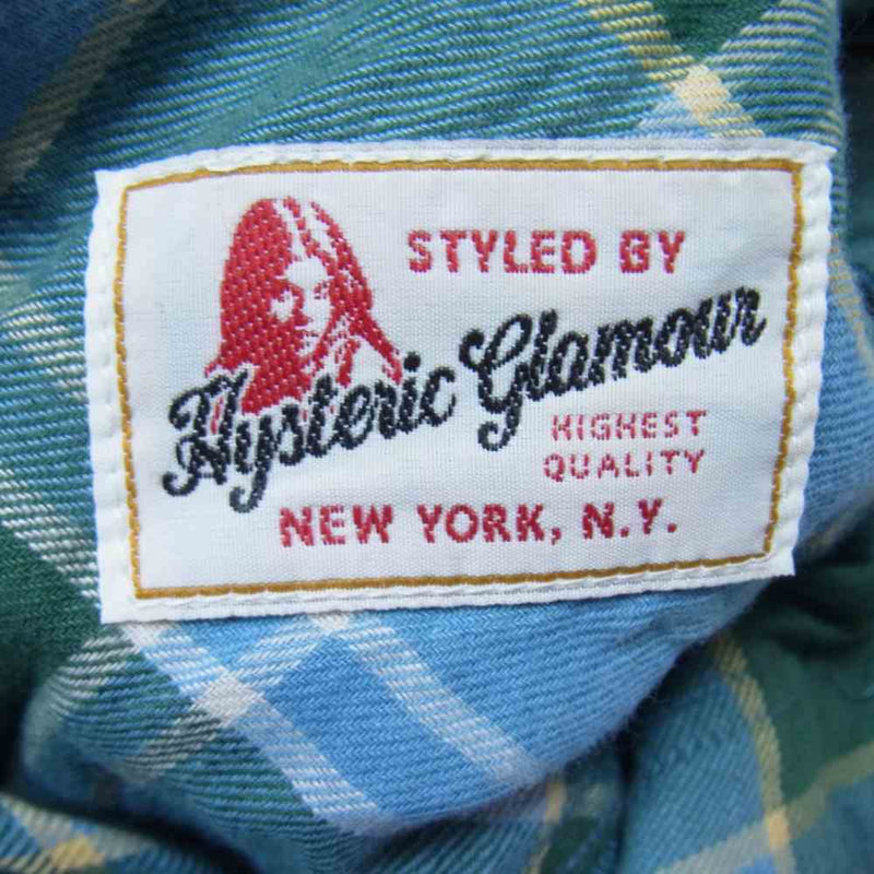 HYSTERIC GLAMOUR ヒステリックグラマー 0243AH02 チェック 長袖 ワークシャツ グリーン系 S【中古】