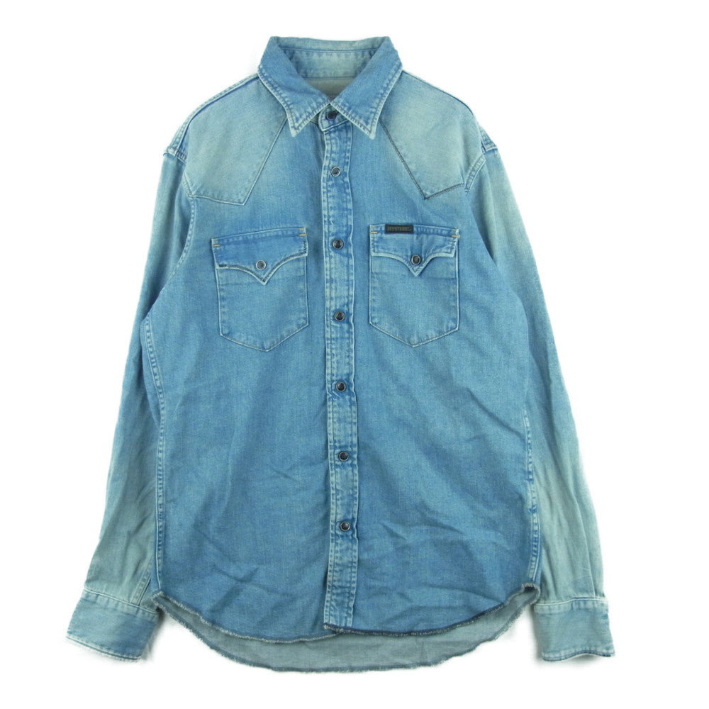 HYSTERIC GLAMOUR ヒステリックグラマー 02193AH12 ロゴパッチ ウエスタン デニム 長袖 シャツ インディゴブルー系 M【中古】