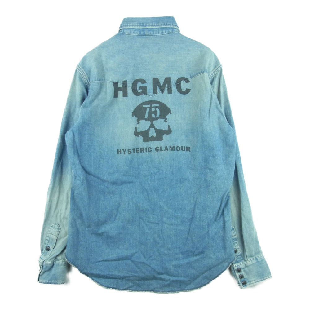 HYSTERIC GLAMOUR ヒステリックグラマー 02193AH12 ロゴパッチ ウエスタン デニム 長袖 シャツ インディゴブルー系 M【中古】