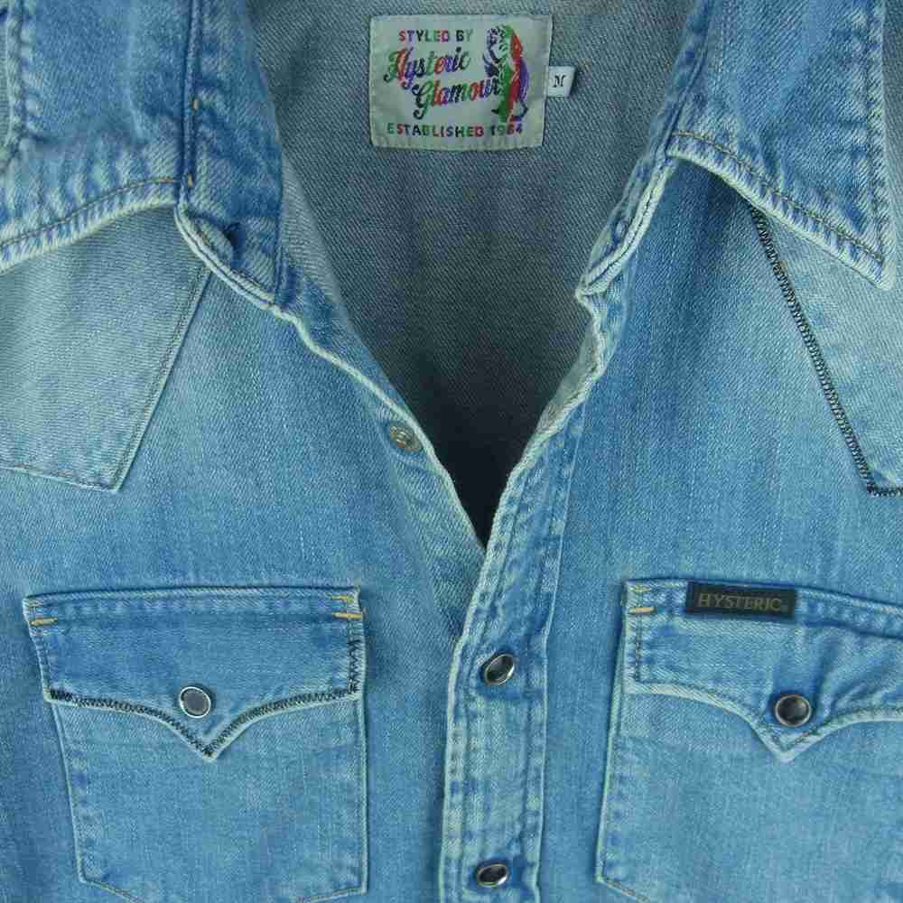 HYSTERIC GLAMOUR ヒステリックグラマー 02193AH12 ロゴパッチ ウエスタン デニム 長袖 シャツ インディゴブルー系 M【中古】