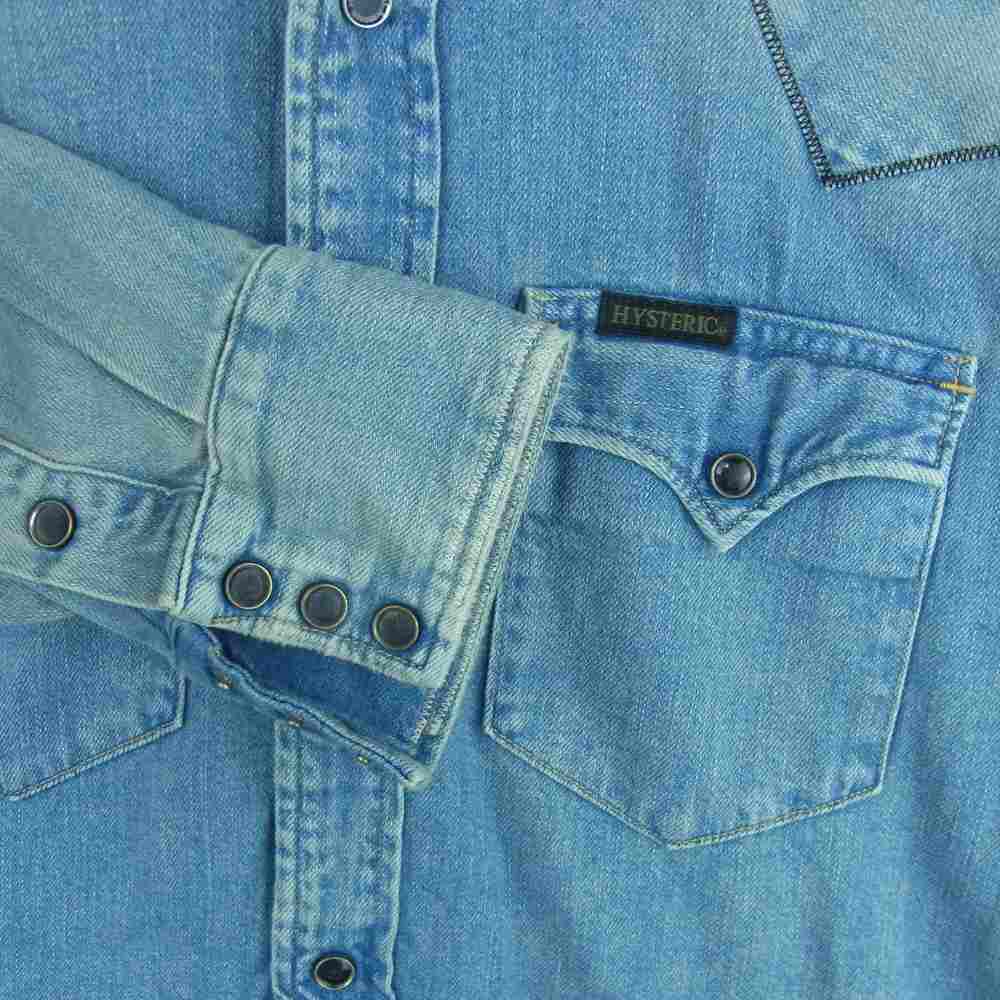 HYSTERIC GLAMOUR ヒステリックグラマー 02193AH12 ロゴパッチ ウエスタン デニム 長袖 シャツ インディゴブルー系 M【中古】