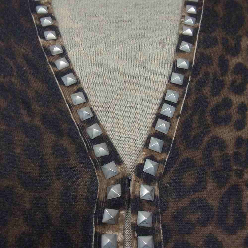 HYSTERIC GLAMOUR ヒステリックグラマー 0223ND12 レオパード スタッズ カーディガン ブラウン系 S【中古】