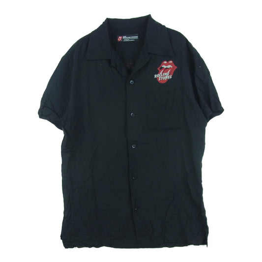 HYSTERIC GLAMOUR ヒステリックグラマー 14SS 0242AH05 ROLLING STONES ローリングストーンズ リップ＆タン レーヨン オープンカラー 半袖 シャツ ブラック系 S【中古】
