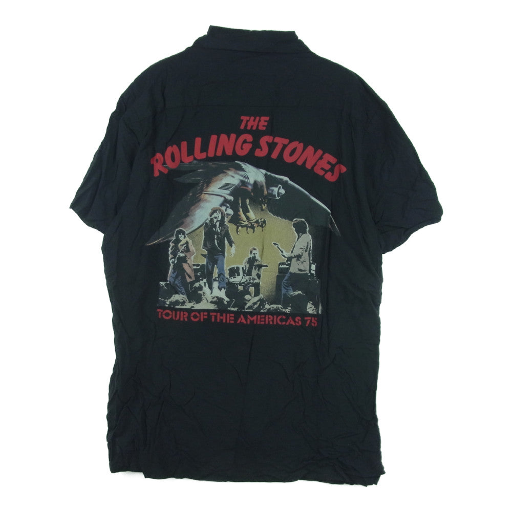 HYSTERIC GLAMOUR ヒステリックグラマー 14SS 0242AH05 ROLLING STONES ローリングストーンズ リップ＆タン レーヨン オープンカラー 半袖 シャツ ブラック系 S【中古】