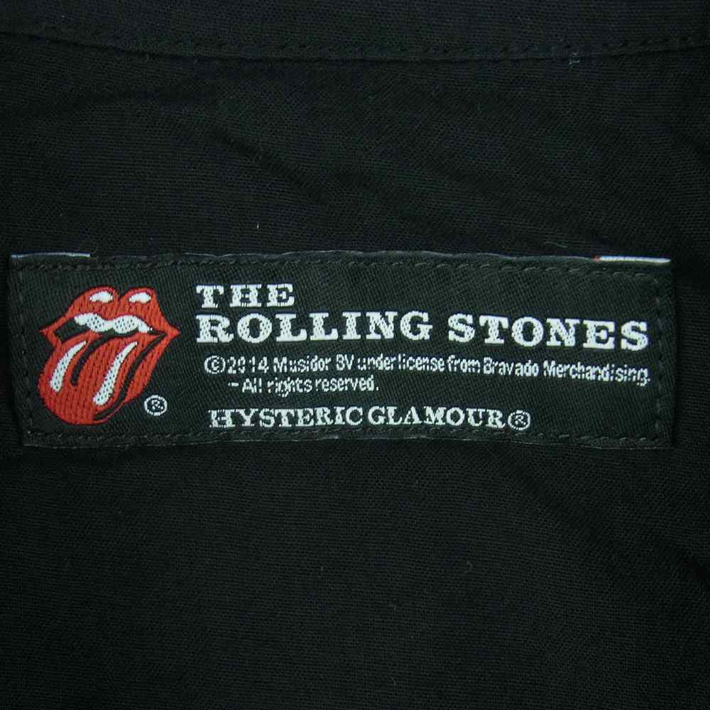 HYSTERIC GLAMOUR ヒステリックグラマー 14SS 0242AH05 ROLLING STONES ローリングストーンズ リップ＆タン レーヨン オープンカラー 半袖 シャツ ブラック系 S【中古】