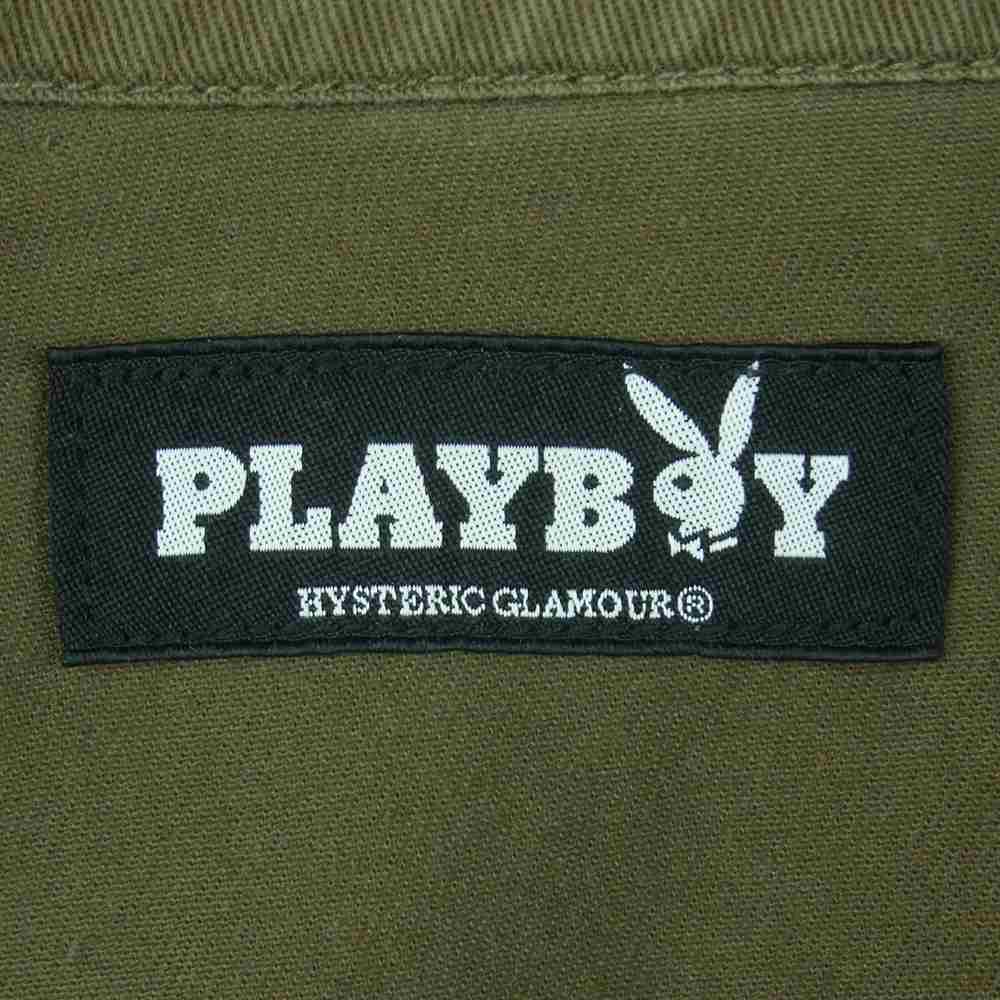 HYSTERIC GLAMOUR ヒステリックグラマー 1234AH01 PLAY BOY プレイボーイ ミリタリー 長袖 シャツ カーキ系 S【中古】