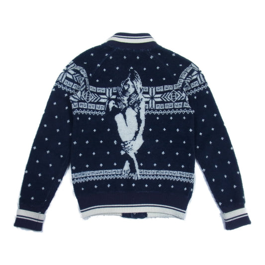 HYSTERIC GLAMOUR ヒステリックグラマー 0243CJ04 NORDIC PATTERN ノルディック パターン ジャカード JP スタジャン ネイビー系 S【中古】