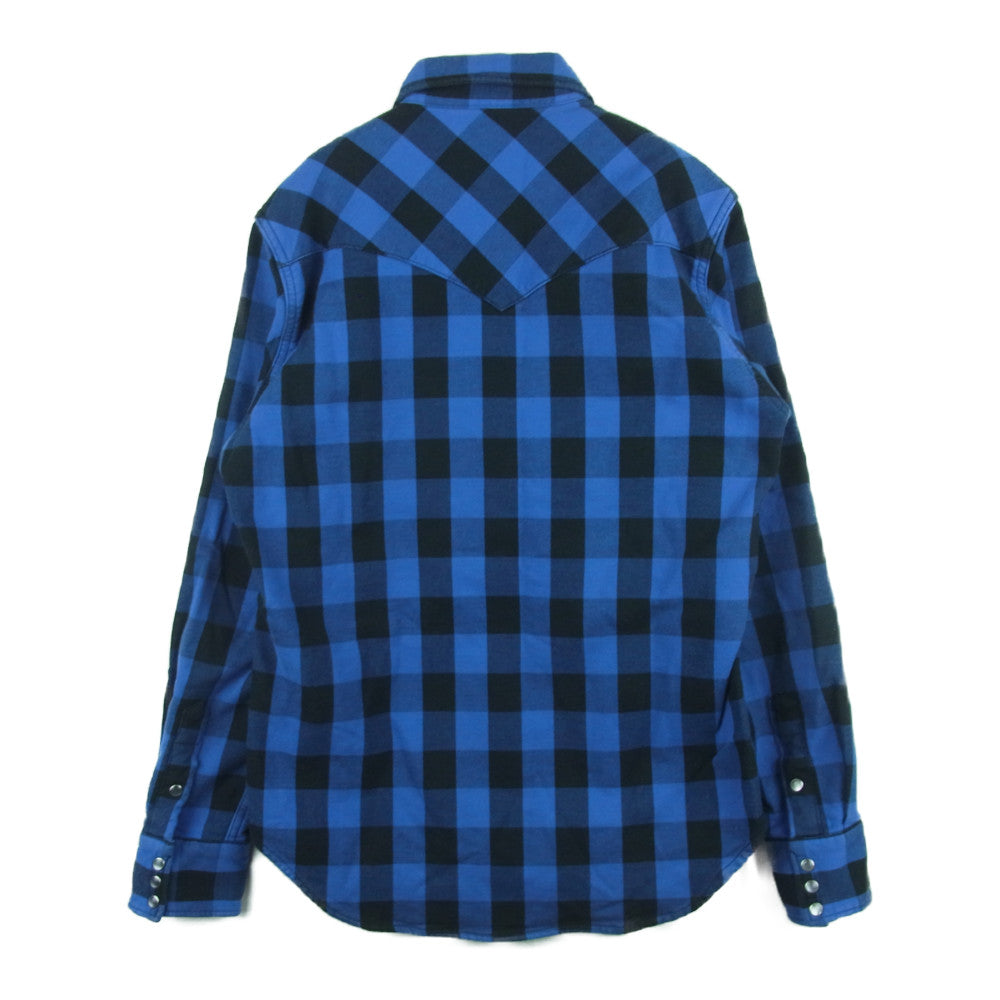 HYSTERIC GLAMOUR ヒステリックグラマー 0253AH08 ニッティッシュクロス チェック ウエスタン ネル 長袖 シャツ ブルー系 ブラック系 S【中古】