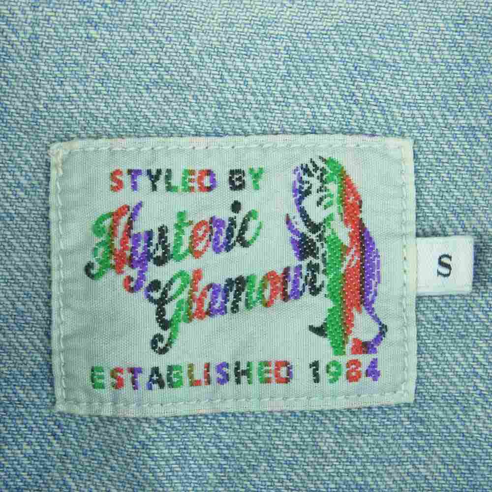 HYSTERIC GLAMOUR ヒステリックグラマー 0253AH06 JUPITER 刺繍 USED加工 ジュピター ウエスタン 長袖 デニム シャツ インディゴブルー系 S【中古】