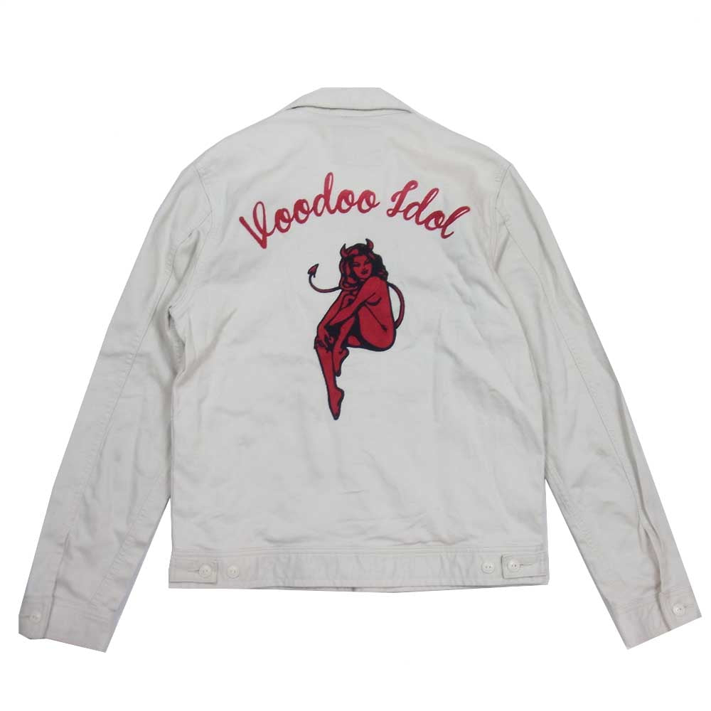 HYSTERIC GLAMOUR ヒステリックグラマー 0261AB07 EVIL WOMAN エビル ジップアップ バック 刺繍 デニム ジャケット オフホワイト系 S【中古】