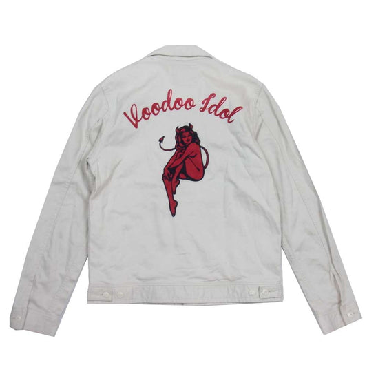 HYSTERIC GLAMOUR ヒステリックグラマー 0261AB07 EVIL WOMAN エビル ジップアップ バック 刺繍 デニム ジャケット オフホワイト系 S【中古】