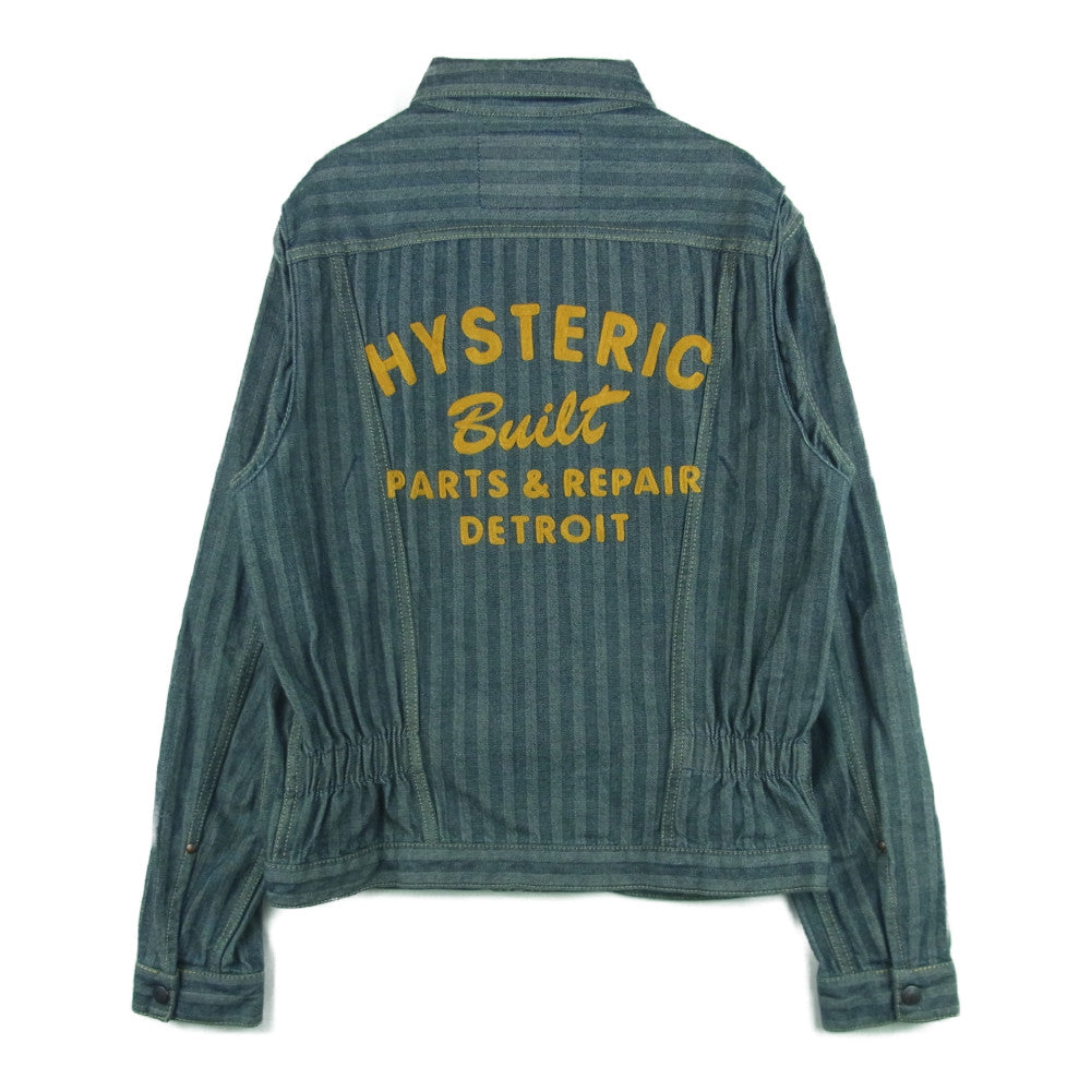 HYSTERIC GLAMOUR ヒステリックグラマー 15AW 0253AB01 バックロゴ刺繍 ストライプ デニム ジャケット カバーオール インディゴブルー系 M【中古】