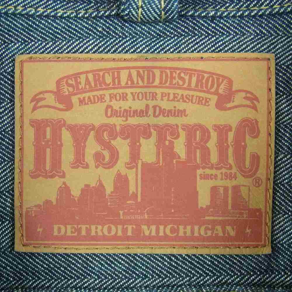 HYSTERIC GLAMOUR ヒステリックグラマー 15AW 0253AB01 バックロゴ刺繍 ストライプ デニム ジャケット カバーオール インディゴブルー系 M【中古】