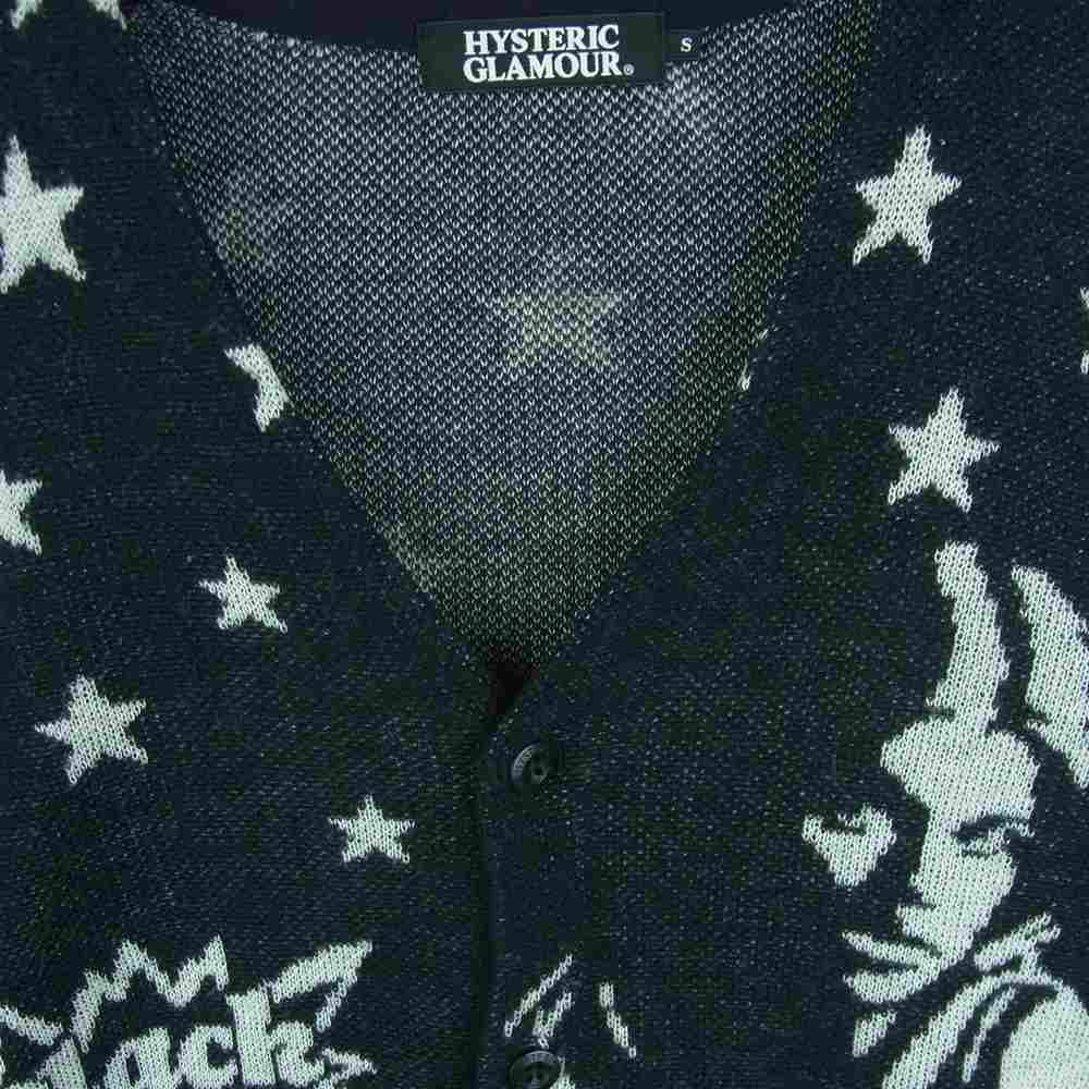 HYSTERIC GLAMOUR ヒステリックグラマー 0233ND10 Black Cat Bone スター カーディガン 日本製 ブラック系 S【中古】