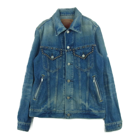 HYSTERIC GLAMOUR ヒステリックグラマー 0201AB08 ヴィンテージ加工 スタッズ デニム ジャケット インディゴブルー系 S【中古】