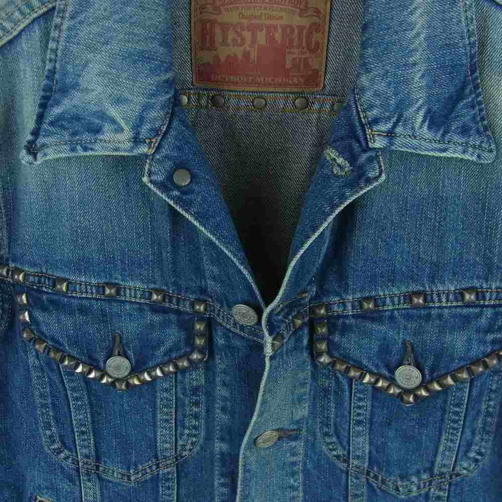 HYSTERIC GLAMOUR ヒステリックグラマー 0201AB08 ヴィンテージ加工 スタッズ デニム ジャケット インディゴブルー系 S【中古】