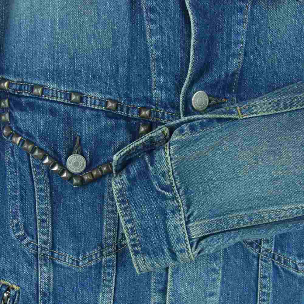 HYSTERIC GLAMOUR ヒステリックグラマー 0201AB08 ヴィンテージ加工 スタッズ デニム ジャケット インディゴブルー系 S【中古】