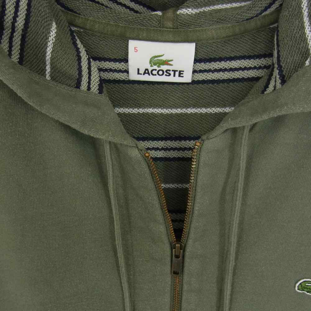 LACOSTE ラコステ ロゴ刺繍 フルジップ パーカー カーキ系 5【中古】
