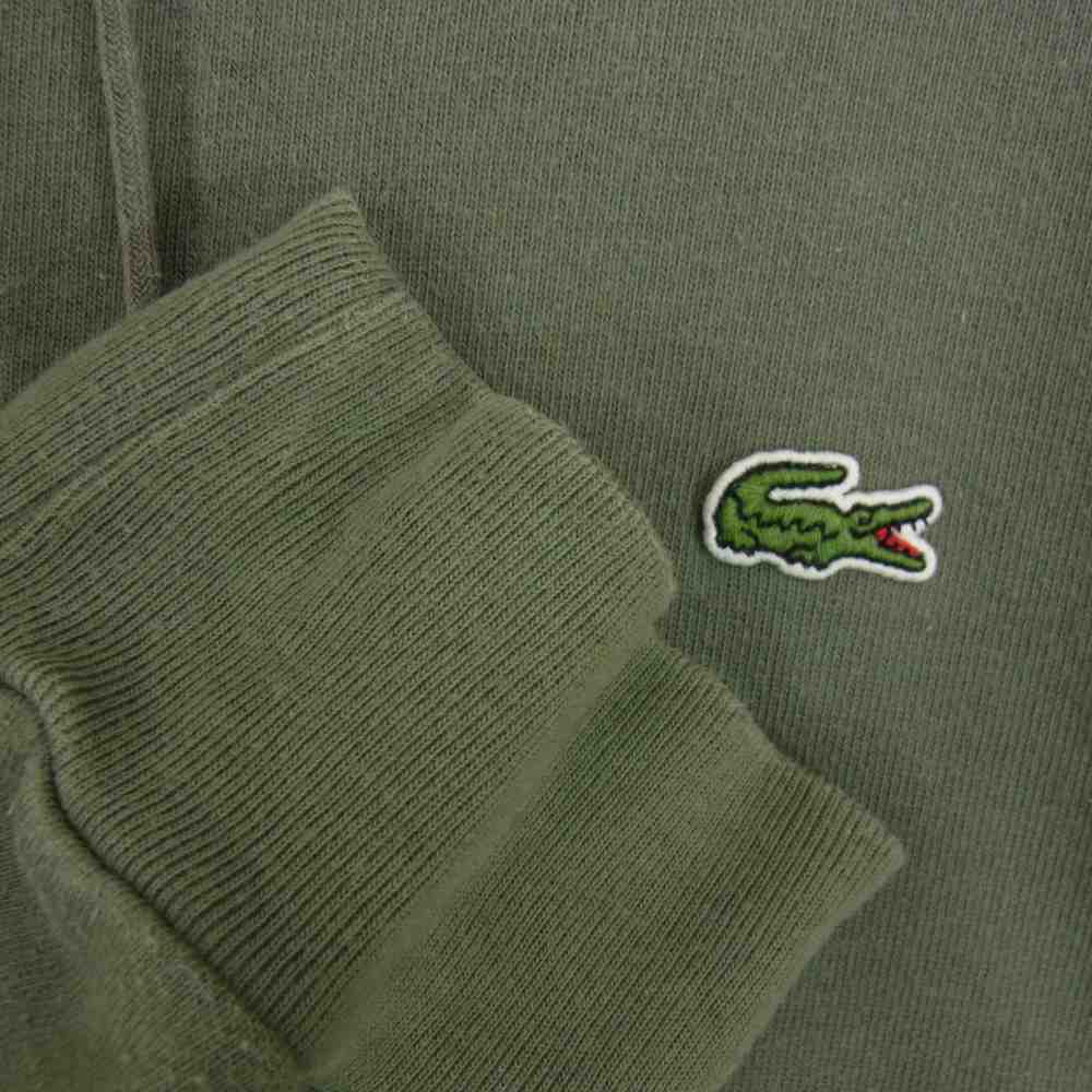 LACOSTE ラコステ ロゴ刺繍 フルジップ パーカー カーキ系 5【中古】