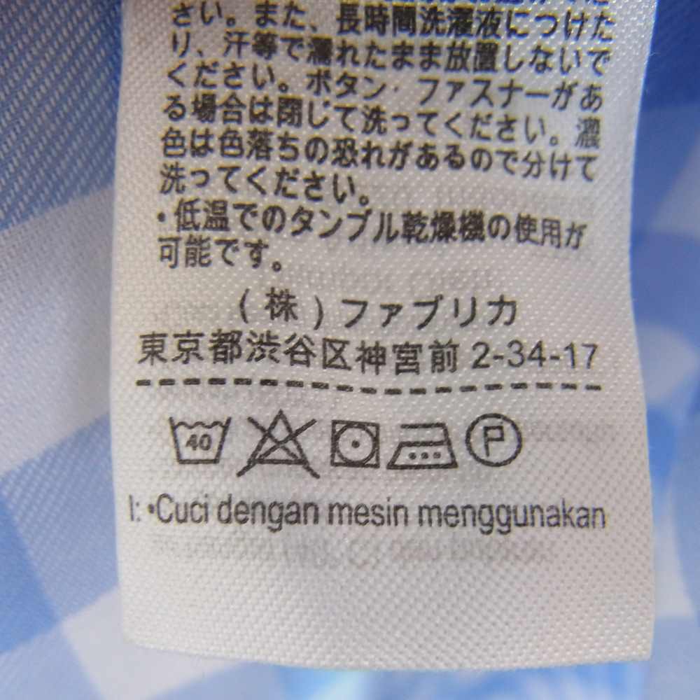 LACOSTE ラコステ ロゴ刺繍 チェック 長袖 シャツ ライトブルー系 L【中古】