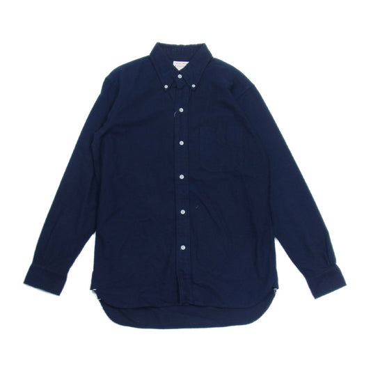 BONCOURA ボンクラ フラノ ボタン ダウンシャツ コットン フランチネル B.D シャツ ダークネイビー系 38【中古】