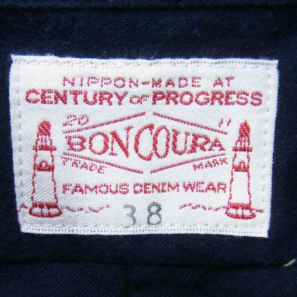 BONCOURA ボンクラ フラノ ボタン ダウンシャツ コットン フランチネル B.D シャツ ダークネイビー系 38【中古】