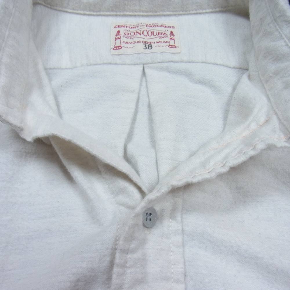 BONCOURA ボンクラ フラノ ボタン ダウン シャツ コットン フランチル B.Dシャツ オフホワイト系 38【中古】