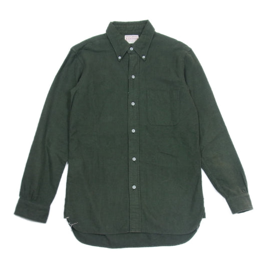 BONCOURA ボンクラ フラノ ボタン ダウン シャツ コットン フランチル B.Dシャツ オリーブ系 38【中古】